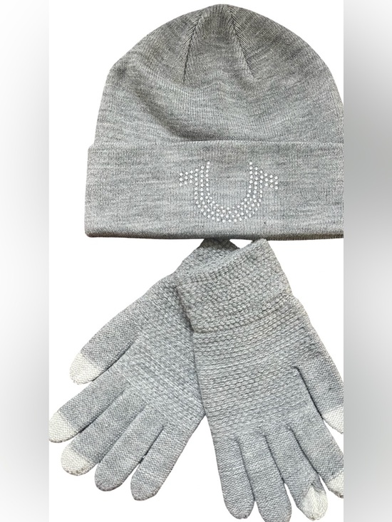 True Religion Accessories - True Religion Gray Knit Beanie and matching gloves